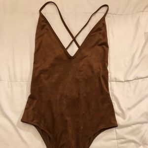 Suede bodysuit